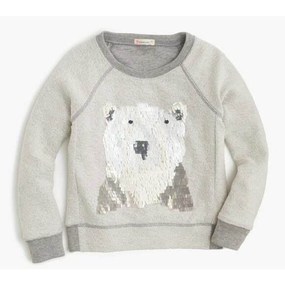 Crewcuts Other - Crewcuts, Sequin Polar Bear Sweatshirt, Gray, Cotton, Sparkle Graphic